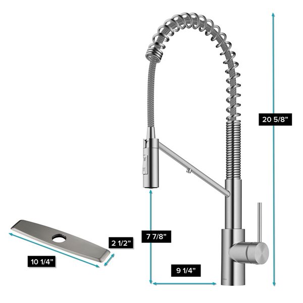 Kraus Oletto Deck Mount Spot-Free Stainless Steel Pull-Down Water Filter Kitchen Faucet