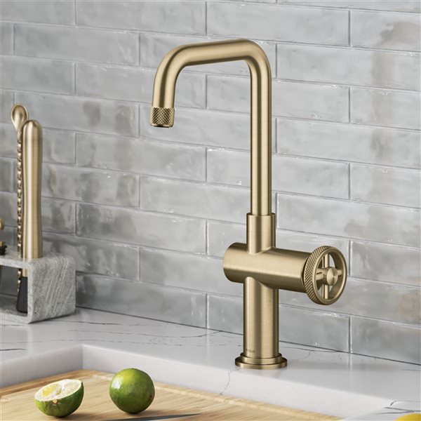 Kraus Urbix Deck Mount Brushed Gold Single Handle Kitchen Bar Faucet