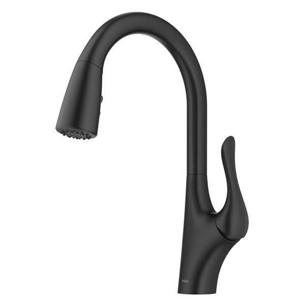 Kraus Merlin Deck Mount Matte Black Pull-Down Single Handle Kitchen Faucet