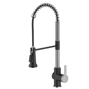 Kraus Britt Deck Mount Spot-Free Stainless Steel/Matte Black Pull-Down Kitchen Faucet