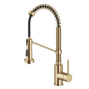 Kraus Bolden Deck Mount Brushed Brass Pull-Down Single Handle Kitchen Faucet