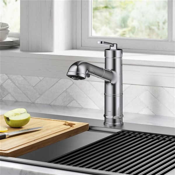 Kraus Allyn Deck Mount Chrome Pull-Out Single Handle Kitchen Faucet