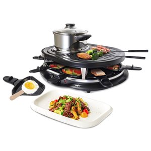 Total Chef 8-Person Raclette and Fondue Set with Granite Grill Stone