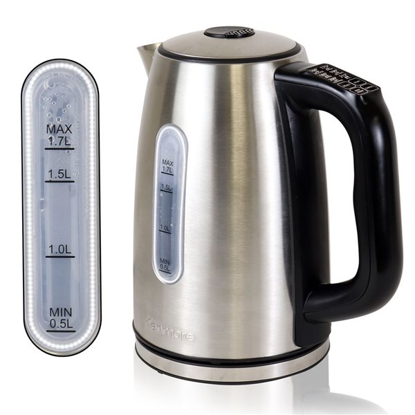 Kenmore 1.7L Glass Electric Kettle, Digital Temperature Control With 4  Pre-Sets, Black