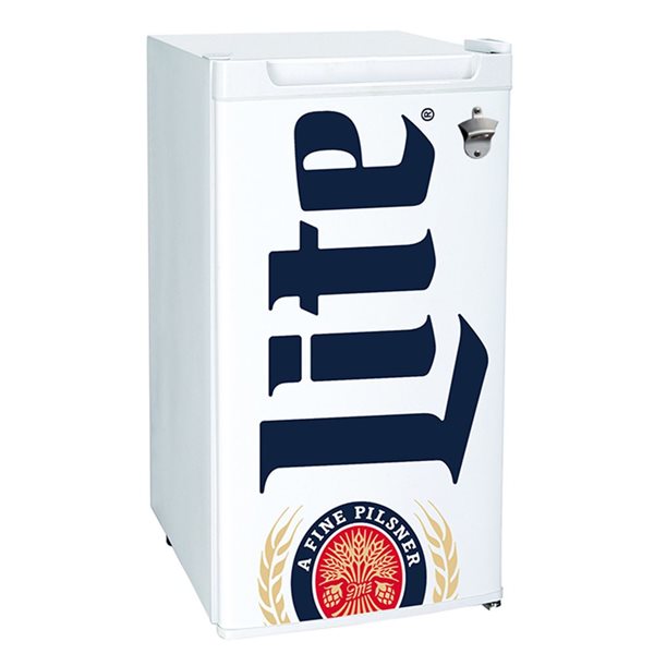 Miller Lite 3.2 cu ft (90L) Compact Fridge with Bottle Opener - White