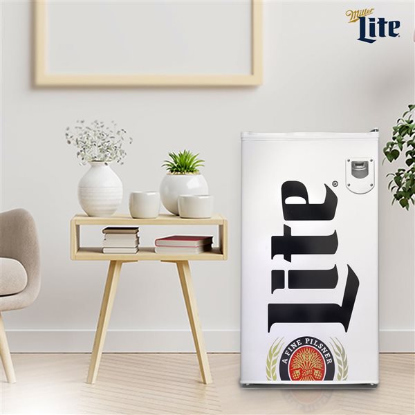 Miller Lite 3.2 cu ft (90L) Compact Fridge with Bottle Opener - White