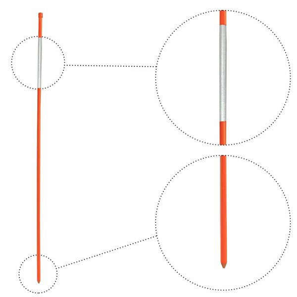 Marqueurs d'allée réfléchissants oranges de 48 po par Oskar, paquet de 48