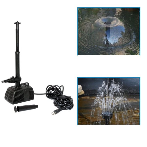 Koolscapes 340 GPH Pond Pump with 2 Interchangeable Fountain Nozzles