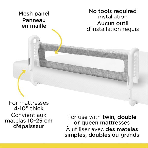 Safety 1st 36-in Grey Plastic Top of Mattress Bedrail