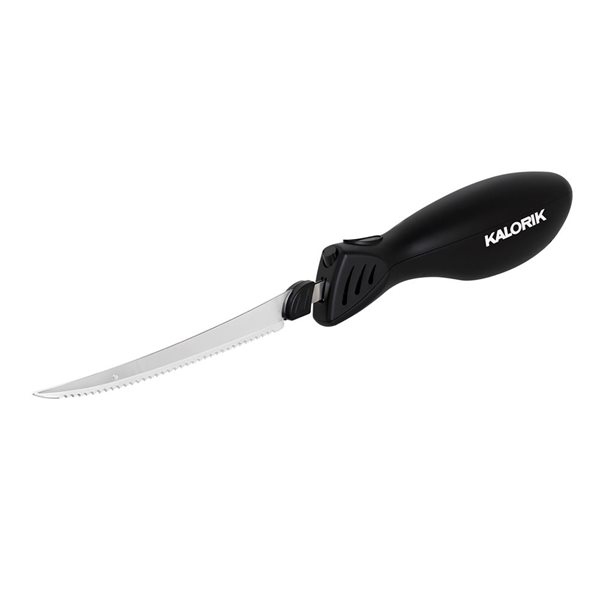 Kalorik Black Stainless Steel Cordless Electric Knife with Fish Fillet Blade