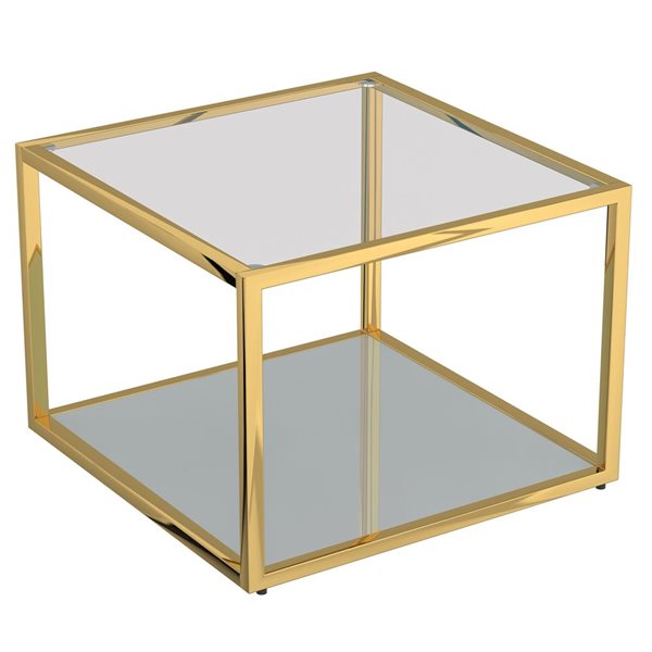 !nspire Contemporary Metal and Glass 20-in Square Coffee Table - Gold