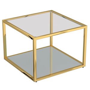 !nspire Contemporary Metal and Glass 20-in Square Coffee Table - Gold