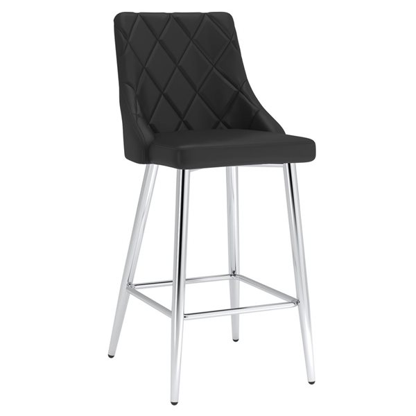 !nspire 2-pack Chrome and Black Counter Height (22-in To 26-in) Upholstered Bar Stool