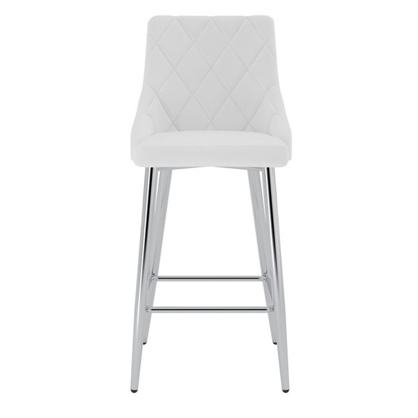 Ensemble de 2 tabourets de comptoir (22 po à 26 po) par !nspire, chrome et blanc