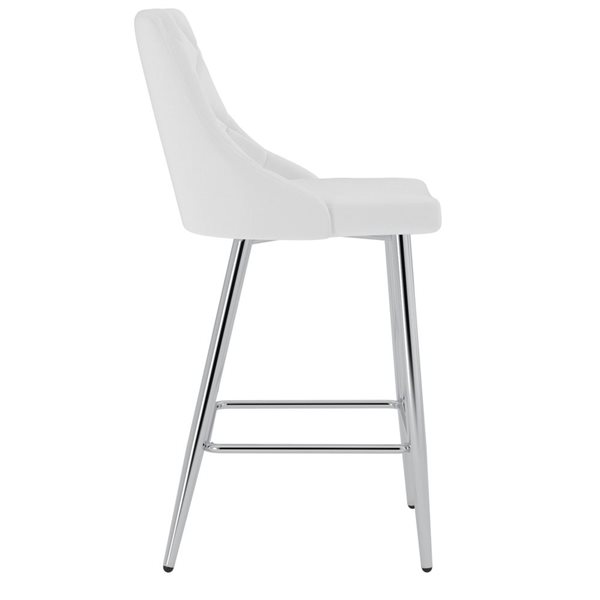 Ensemble de 2 tabourets de comptoir (22 po à 26 po) par !nspire, chrome et blanc