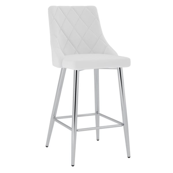 !nspire 2-pack Chrome and White Counter Height (22-in To 26-in) Upholstered Bar Stool