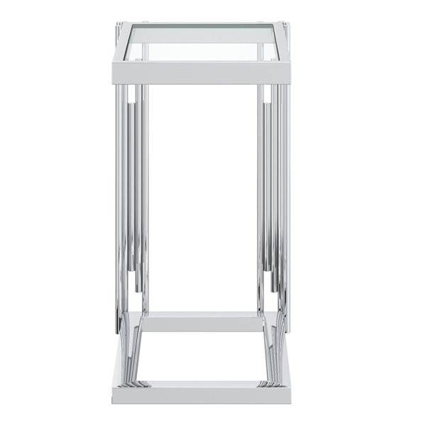 Table d'appoint en verre argent en similimarbre rectangulaire par !nspire