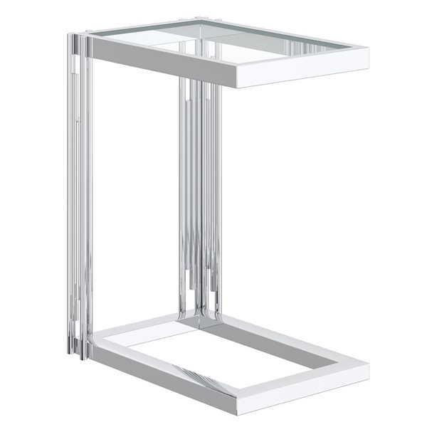 Table d'appoint en verre argent en similimarbre rectangulaire par !nspire