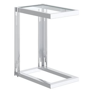 Table d'appoint en verre argent en similimarbre rectangulaire par !nspire