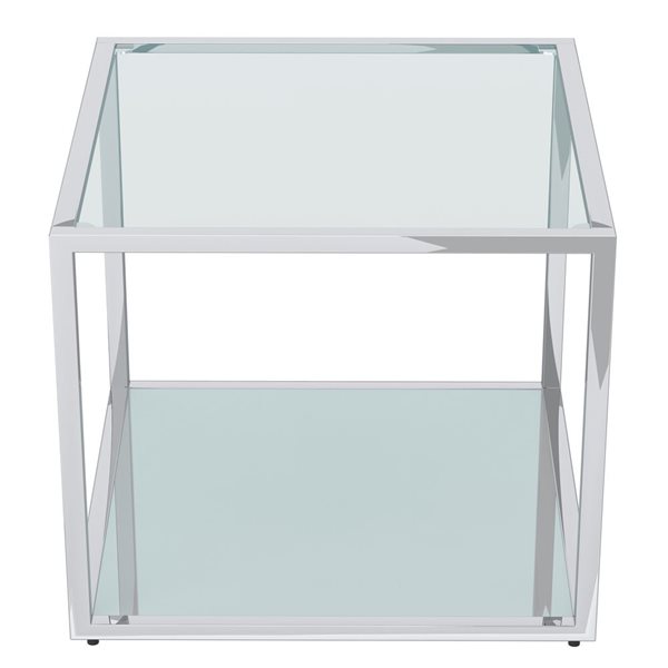 !nspire Contemporary Metal and Glass 20-in Square Coffee Table - Silver