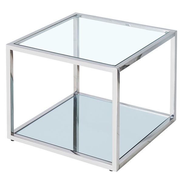 !nspire Contemporary Metal and Glass 20-in Square Coffee Table - Silver