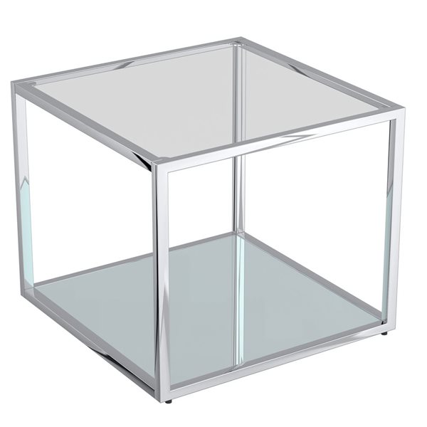 !nspire Contemporary Metal and Glass 20-in Square Coffee Table - Silver