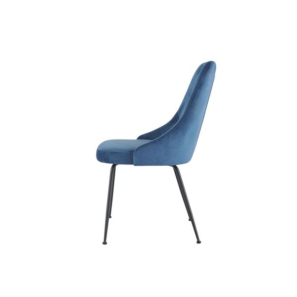 Ensemble de 2 chaises Plumeria en velours bleu avec pattes chromés par HomeTrend