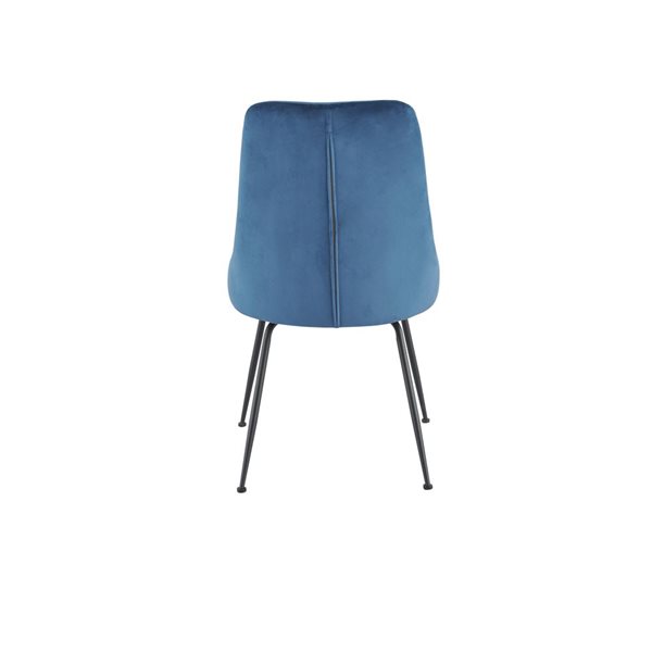 Ensemble de 2 chaises Plumeria en velours bleu avec pattes chromés par HomeTrend