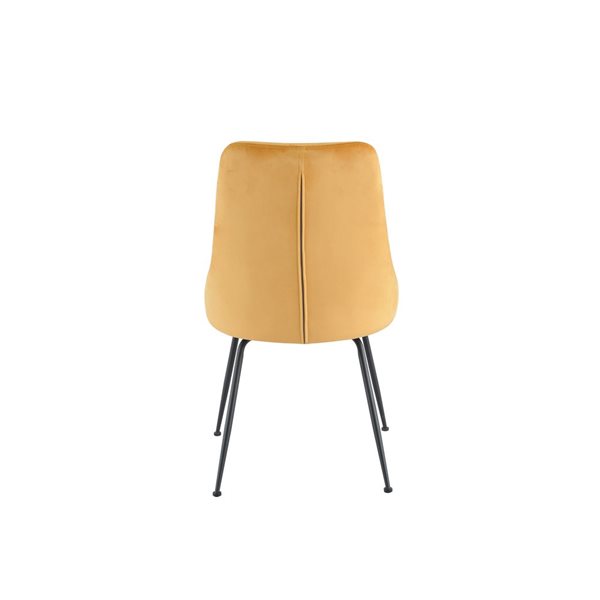 HomeTrend Plumeria Set of 2 Side Chair Mustard Yellow Velvet with Black Legs