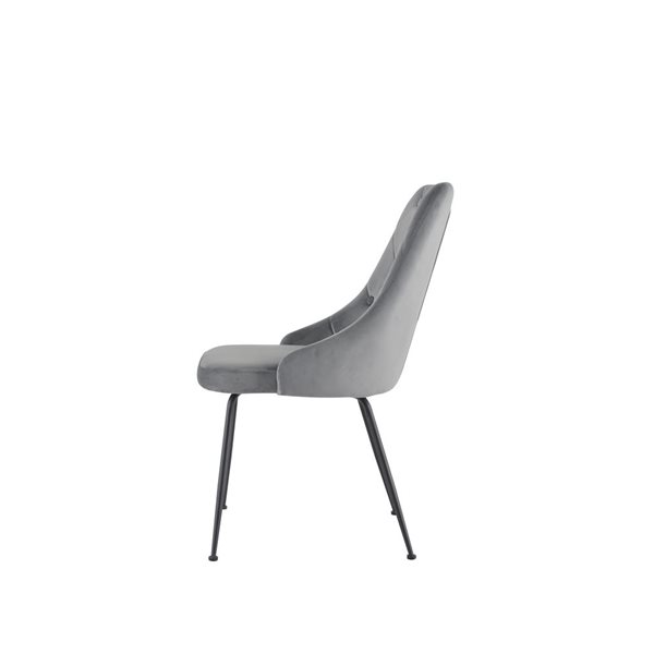 HomeTrend Plumeria Set of 2 Side Chair Grey Velvet with Black Legs