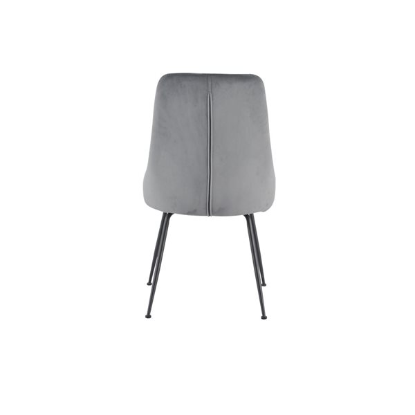 HomeTrend Plumeria Set of 2 Side Chair Grey Velvet with Black Legs