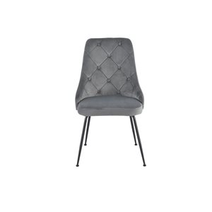 HomeTrend Plumeria Set of 2 Side Chair Grey Velvet with Black Legs