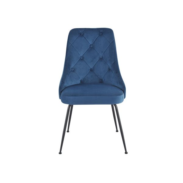 HomeTrend Plumeria Set of 2 Side Chair Blue Velvet with Black Legs