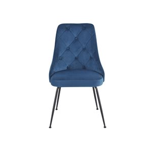HomeTrend Plumeria Set of 2 Side Chair Blue Velvet with Black Legs