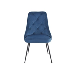 Ensemble de 2 chaises Plumeria en velours bleu avec pattes noirs par HomeTrend