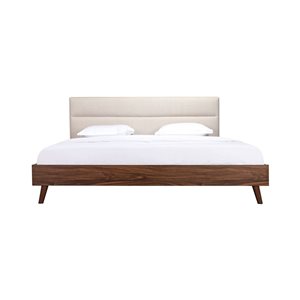 HomeTrend Radcliffe King Platform Bed with Upholstered Headboard - Beige/Brown