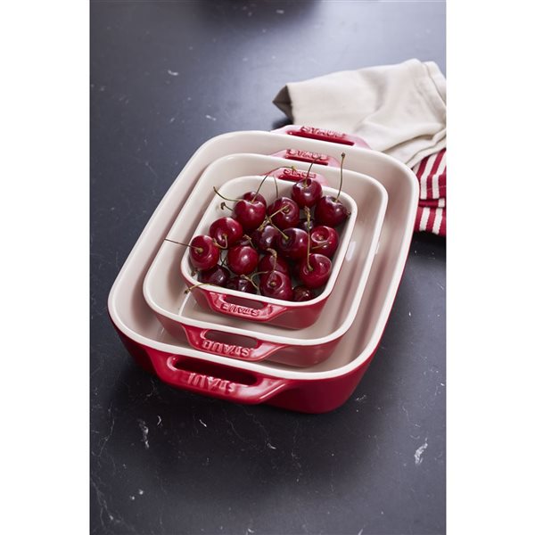 Ensemble de plats de cuisson Staub en céramique cerise, 3 pièces