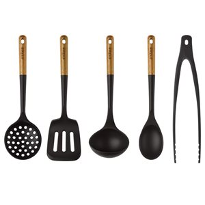 Ustensiles de cuisine Staub en silicone noir, ensemble de 5