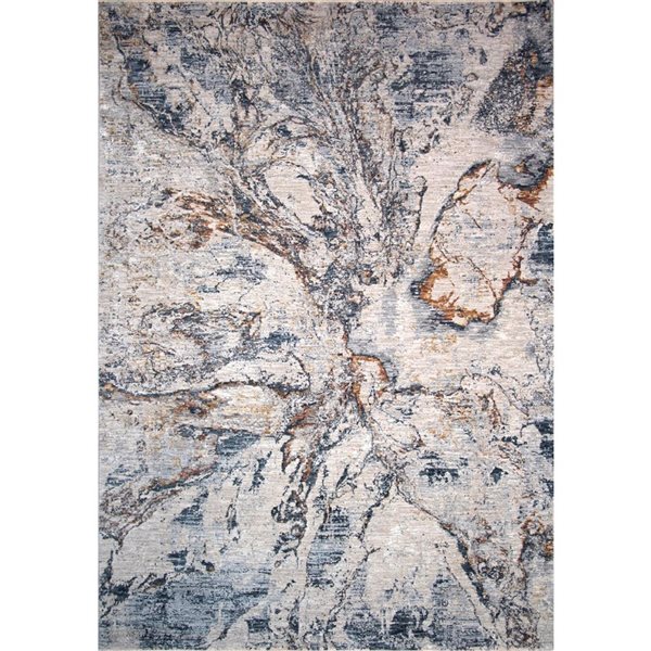 Tapis Branche Abstrait Moderne Islande Beige Bleu Intérieur Tapis - 8x10