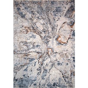 Tapis Branche Abstrait Moderne Islande Beige Bleu Intérieur Tapis - 5x7