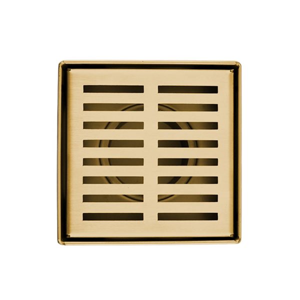 ToWo Luxury Drains 4-in L Slotted Square Stainless Steel Shower Drain - Brushed Gold