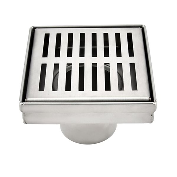 ToWo Luxury Drains 6-in L Slotted Square Stainless Steel Shower Drain - Brushed Stainless