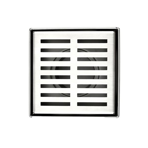ToWo Luxury Drains 4-in L Slotted Square Stainless Steel Shower Drain - Brushed Stainless