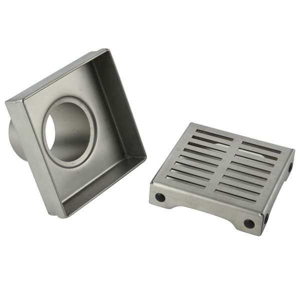 ToWo Luxury Drains 4-in L Slotted Square Stainless Steel Shower Drain - Brushed Stainless