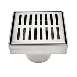 ToWo Luxury Drains 4-in L Slotted Square Stainless Steel Shower Drain - Brushed Stainless