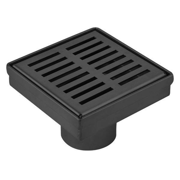 ToWo Luxury Drains 4-in L Slotted Square Stainless Steel Shower Drain - Matte Black