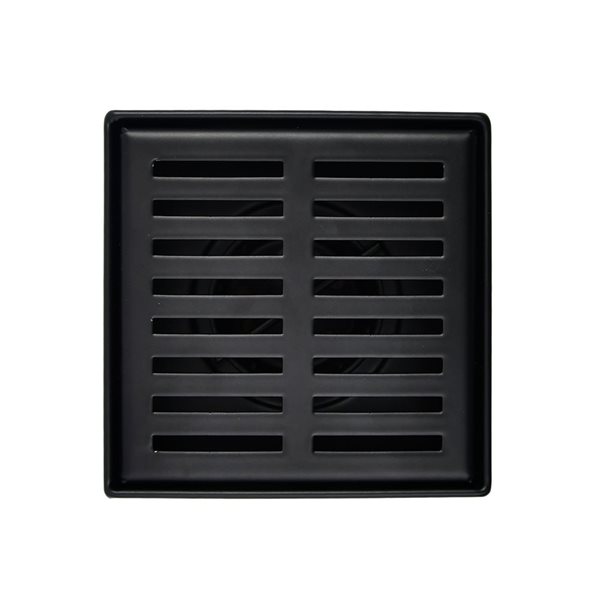 ToWo Luxury Drains 4-in L Slotted Square Stainless Steel Shower Drain - Matte Black