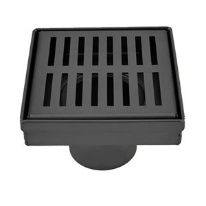 ToWo Luxury Drains 4-in L Slotted Square Stainless Steel Shower Drain - Matte Black