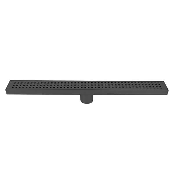 Drain de douche rectangle linéaire grillagé en acier inoxydable de 24 po de long Luxury Drains par ToWo - noir mat