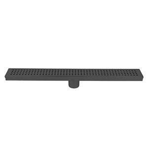 Drain de douche rectangle linéaire grillagé en acier inoxydable de 24 po de long Luxury Drains par ToWo - noir mat
